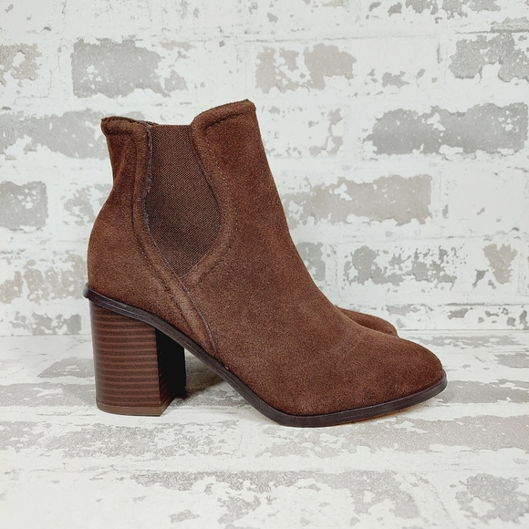 NEW Splendid Women's Marika Block Heel Suede Booties In Brown K400 - Picture 4 of 12